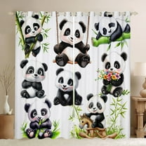 Castle Fairy Kawaii Panda Black Out Curtains for Kids Children,Cartoon Animal Curtains Pack of 2 (42x63 Each),Green Leaves Chic Flowers Bedroom Curtains,Super Cozy Room Decor