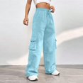 thumbnail image 4 of Women Casual Cargo Sweatpants High Waisted Drawstring Straight Leg Hiking Trousers With Functional Pockets For Everyday Wear Comfortable Sweatpants for Women Relaxed Fit Pant, 4 of 8