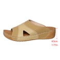 thumbnail image 6 of Women's Orthopedic Sandals Open Toe Splice Leather Platform Slides Summer Casual Cushioned Slip on Walking Shoes Soft Sole Slippers Khaki Size 7.5, 6 of 9