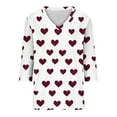 thumbnail image 4 of fartey 2025 Valentine's Day Tops for Women Plus Size 3/4 Length Sleeves Blouse Romantic Love Heart Printed Top Loose Lightweight Stretch V Neck Gifts Tee Shirts, S-5XL, 4 of 5