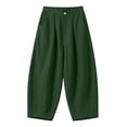 thumbnail image 6 of Sevevn Women High Waist Pleated Barrel Pants Button Fly Loose Cropped Balloon Casual Trousers with Side Pockets Army Green L, 6 of 6
