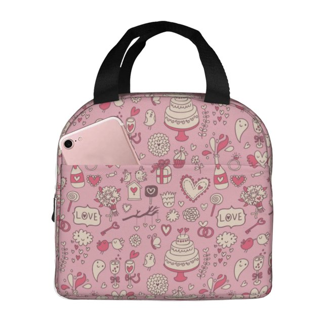 Disketp Cute Love for Insulated Lunch Bag for Women and Men, Perfect for Work, Hiking, Picnic