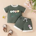 thumbnail image 3 of Ruyang Toddler Girl Floral Outfit Short Sleeve Shirt Tops Summer Spring Cute Drawstring Shorts Set Casual Baby Girl Simple, 3 of 8
