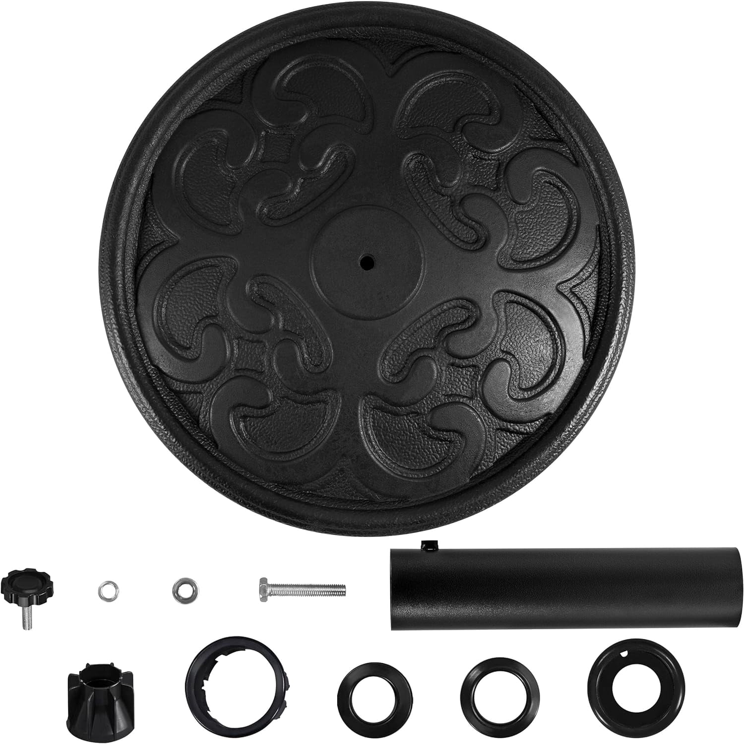 WBTER 22lbs Umbrella Base Stand Heavy Duty Outdoor Patio Resin Umbrella Stand for Deck, Garden, Lawn - Black