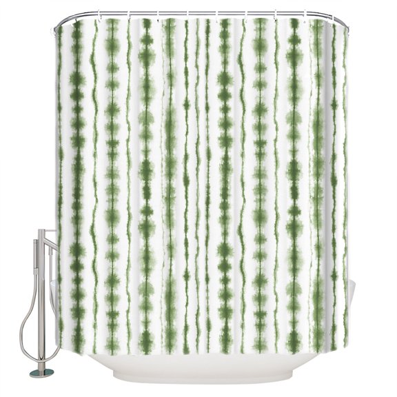 Sage Green Stripes Bathroom Shower Curtains with 12 Hooks Polyester Waterproof Shower Curtain for Stalls and Bathtubs Farmhouse Striped Abstract Art Decorative Bathroom Privacy Curtain 72x84 Inches