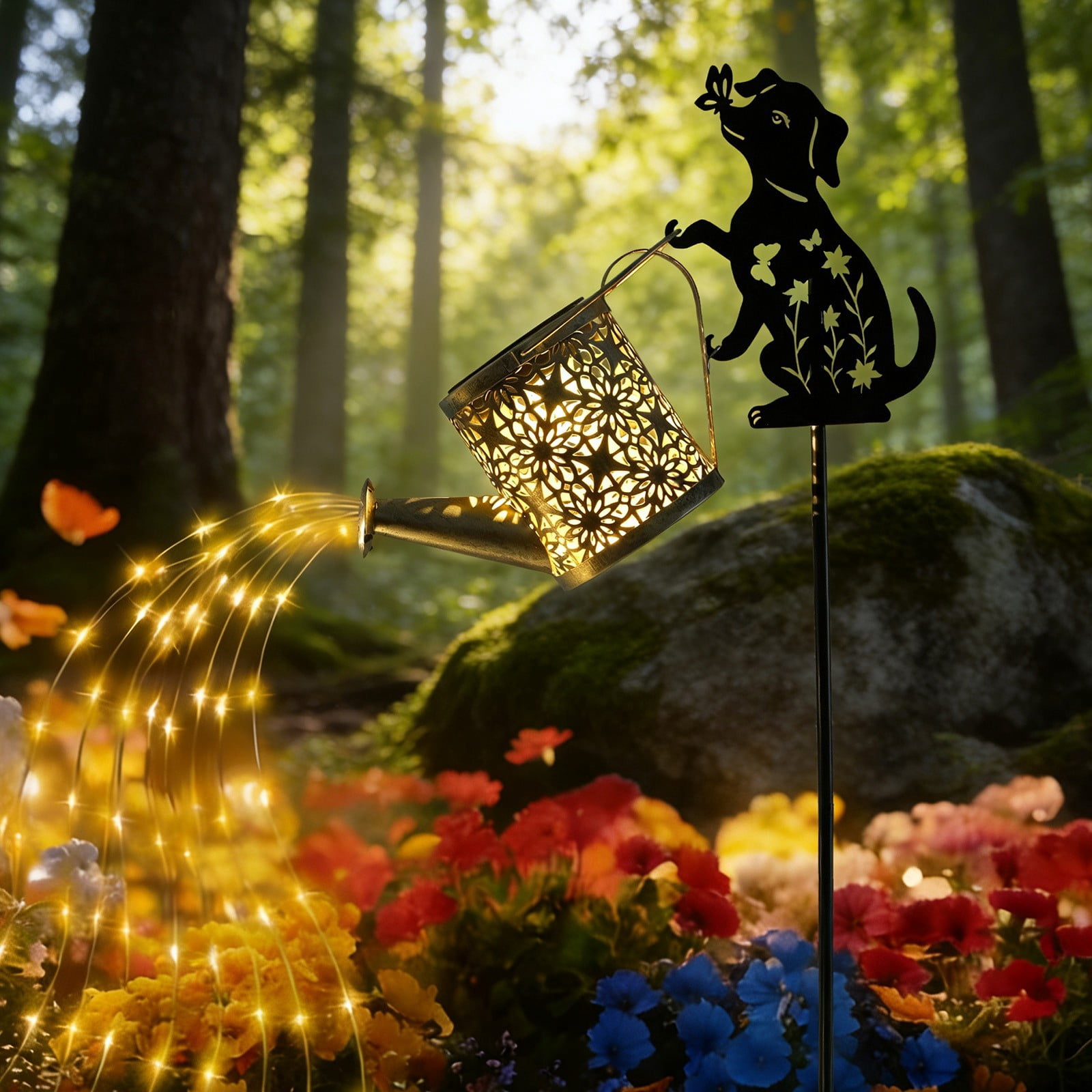 Solar Powered Bee Pitcher Lantern,Outdoor Garden Decor,Watering Can Light Yard Ornament,Pathway Lighting Weatherproof Evening Ambiance For Porch Patio Gardening Gift