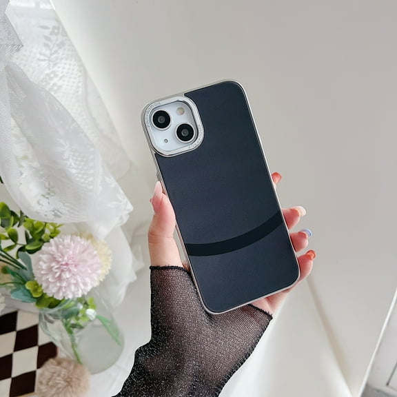 Allytechgroup Slim Case for iPhone 15 Pro Max, Hard PC Electroplated Bumper Frame Fashion Colorful Cover for Women Girls, Shockproof Non-Slip Phone Case for iPhone 15 Pro Max 6.7 Inch - Black