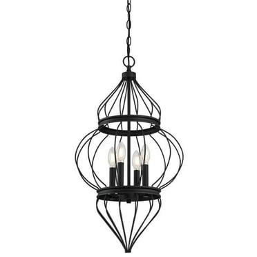 4 Light Chandelier - Matte Black