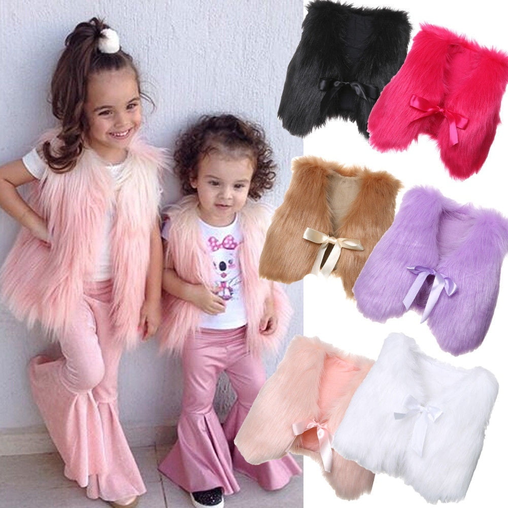 Fashion Baby Girls Kids Winter Warm Toddler Faux Fur Vest Gilet Outerwear Coat Jacket