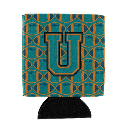 

Carolines Treasures CJ1063-UCC Letter U Football Aqua Orange and Marine Blue Can or Bottle Hugger Can Hugger