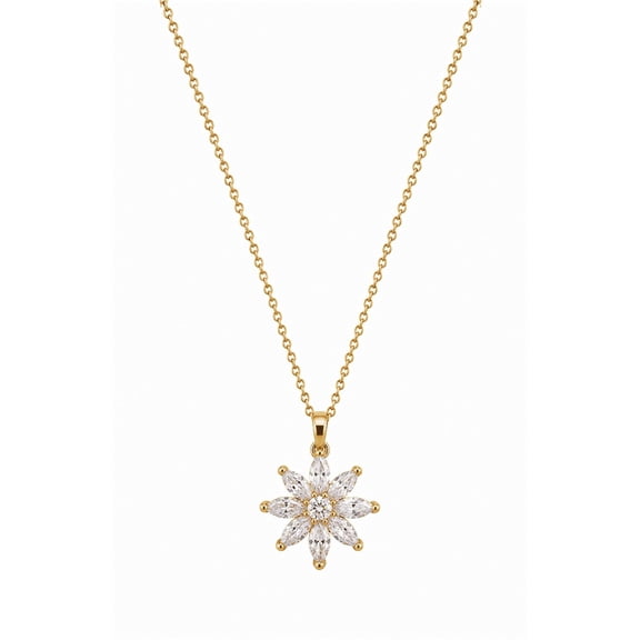 AlKhalil - Elegant Flower Pendant Necklace with Sparkling Gemss