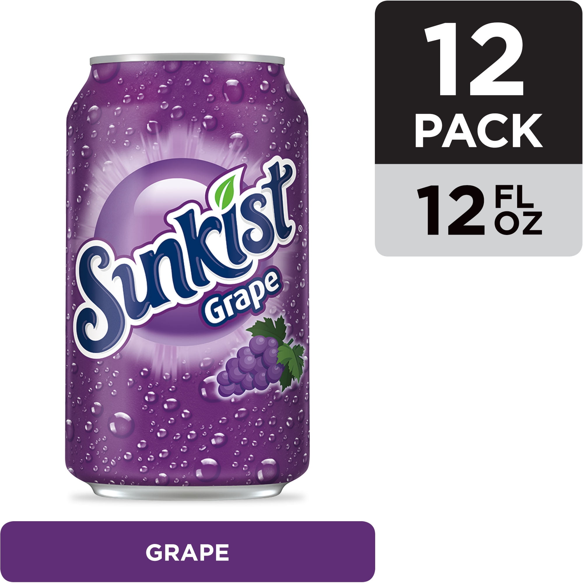 Sunkist Grape Soda, 12 fl oz cans, 12 pack