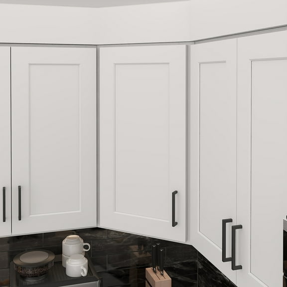 Furinno Shaker Wall Diagonal Kitchen Cabinet with 1 Door 2 Shelves, Ready to Assemble, 12 D x 24 W x 30 H, White