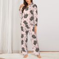 thumbnail image 2 of Pajama Sets for Women 2 Pcs, Cute Cartoon Smiling Cat Button Down Long Sleeve Sleepwear Lounge PJ Sets, 2 of 6