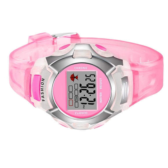 Relojes electrónicos para niños y estudiantes, reloj deportivo resistente al agua, reloj electrónico luminoso para niños y niñas, color rosa.