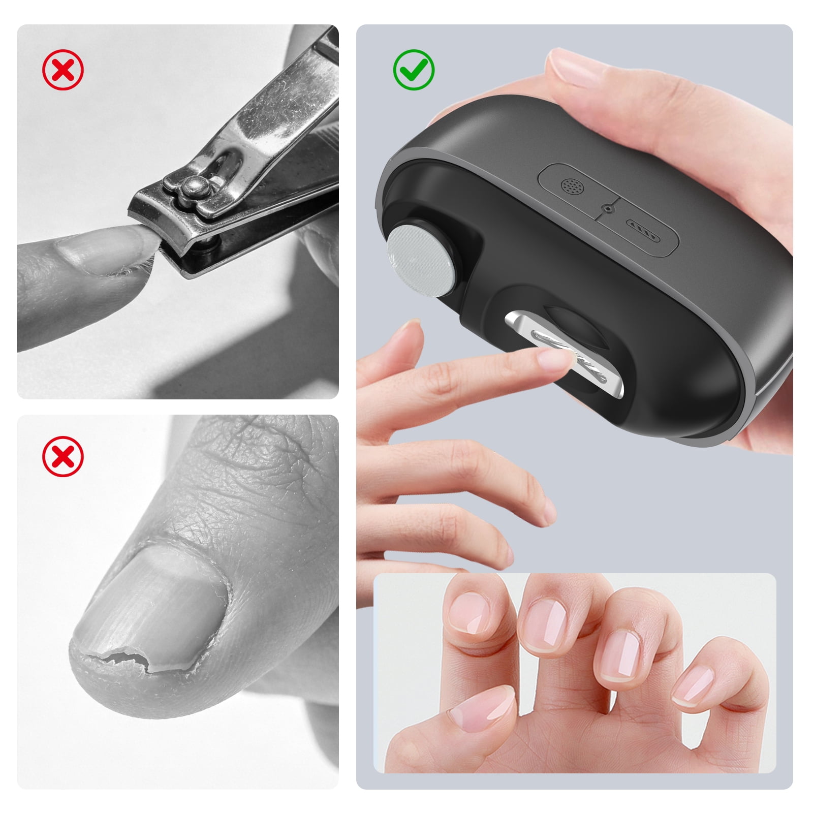Electric Nail Clippers for Seniors & Baby Automatic Nail Clipper with Polishing, Dust Storage & LED Light, Nail File Toenail Trimmer,4-in-1 Electric Nail Trimmer for Toenails & Fingernails