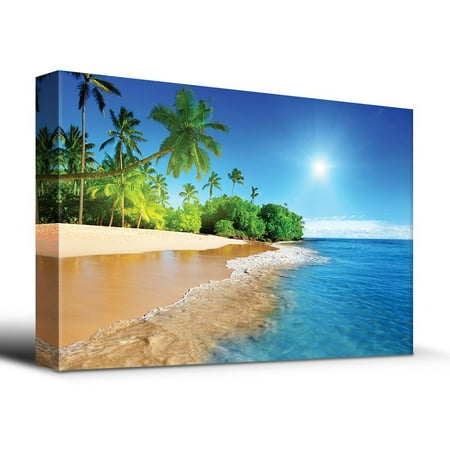 - wall26 - Palm Trees on Tropical Beach Vacation - Canvas Art Home Decor - 12x18 inches