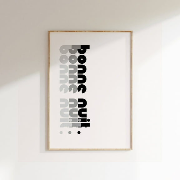 369 Printsbonne Nuit Poster, Minimalist Print, Modern Design Print, Home Decor, Wall Art, Wall Decor, Typography Prints, Simple Art, Simple Word UNFRAMED, 24x36
