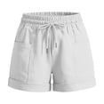 thumbnail image 3 of Favoffer Women Plus Size Drawstring Shorts Elastic Waist Dual Pocket Bottoms Solid Color Breathable Loose Pants Comfort Casual Shorts for Summer Daily, 3 of 5
