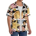 thumbnail image 2 of Pofeuu Sea Shell Print Mens Casual Short Sleeve Shirts Beach Summer Spread Collar Pocket Tops Men's Casual Short-sleeved Shirt-XX-Large, 2 of 5