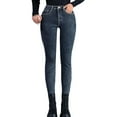 thumbnail image 1 of Jeans d'Hiver Taille Haute Doublés pour Femmes Extensible Chauds Ajustés Jeggings Confortables, 1 of 9