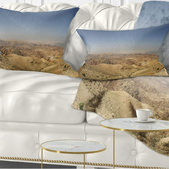 Designart Panorama Desert Hills Jordan - Landscape Printed Throw Pillow - 12x20