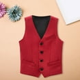 thumbnail image 2 of Boy's Button Formal Vest Solid Sleeveless Tuxedo Dress Waistcoat Wedding Part𝘆 Gentleman Christenings Formal Suits, 2 of 6