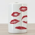 thumbnail image 3 of Kiss Ceramic Toothbrush Holder, Various Different Kiss Marks in Red Woman Seduction Lipstick Trace Worn Grunge Look, Decorative Versatile Countertop for Bathroom, 4.5" X 2.7", Red White, 3 of 4