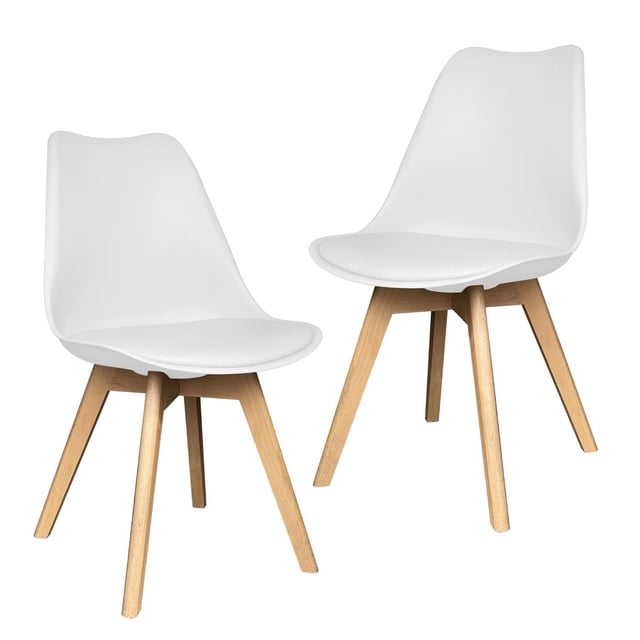 Sillas Eames Big Room Acolchadas para Comedor con Patas de Madera Blanco HJSHKT000200