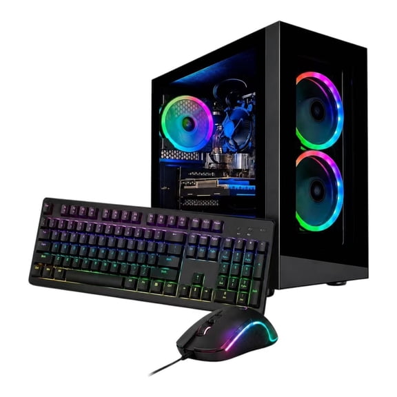 Foxtec Gaming PC, AMD Ryzen 5 2400G, 16GB Ram, 512GB SSD, Radeon Graphics, ARGB Fans, Windows 11 Pro