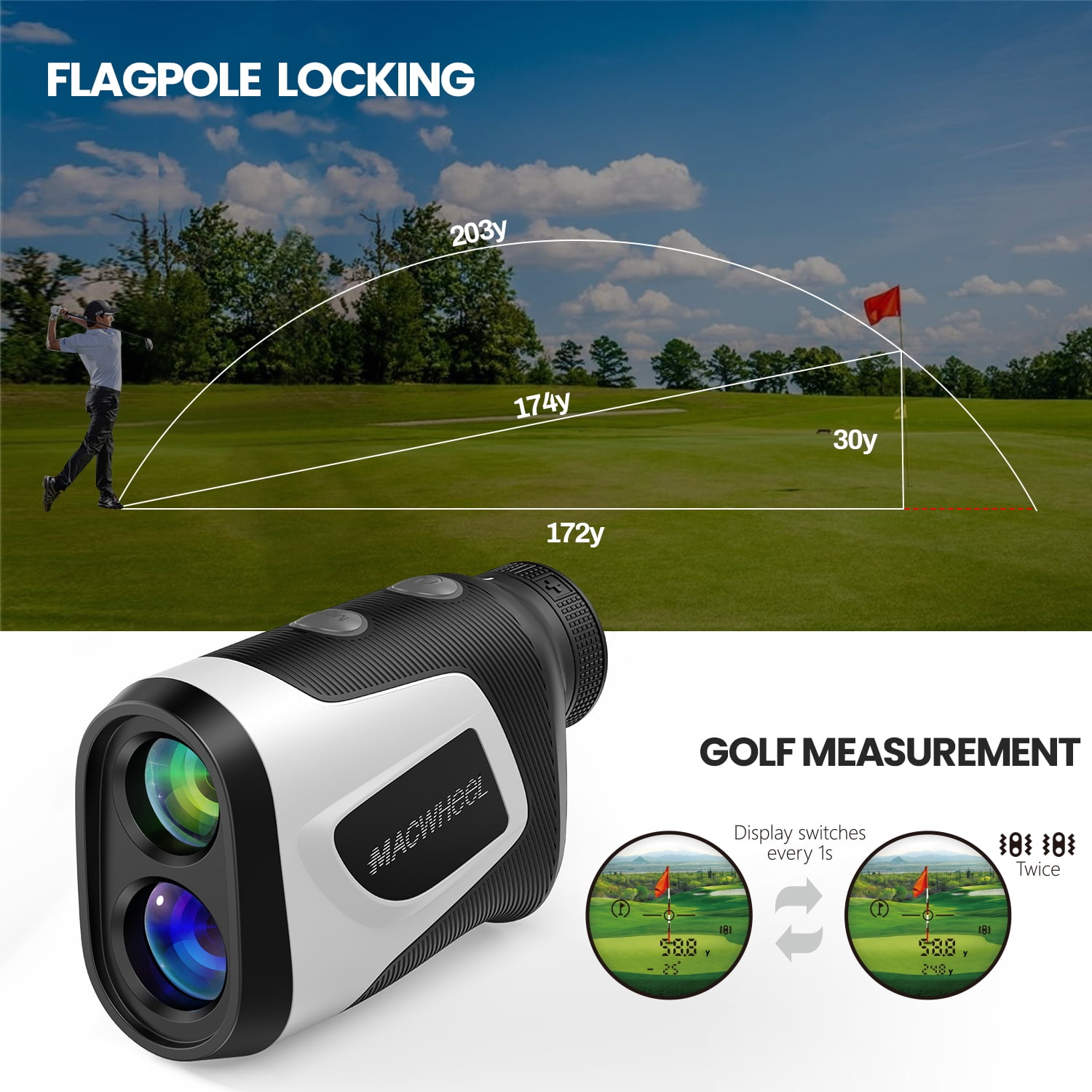 formaat Millimeter werper MACWHEEL Golf Rangefinder 6X Laser Range Finder 1000 Yards Digital  Measurement - Walmart.com