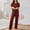 Wine, variant on absuyy Women's Stretchy Pajama Loungewear Set - V-Neck, Wide-Leg with Adjustable Drawstring, Heathered Purple, Size XL, Wrinkle-Resistant
