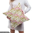 thumbnail image 5 of Ambesonne Spring Fabric by the Yard Upholstery, Flowers Leaves Simplified, 5 Yards, Pale Pink and Dark Khaki, 5 of 5