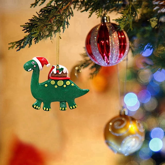 Festive Soft Clay Dinosaur Ornament for Christmas Tree Decoration and Celebration