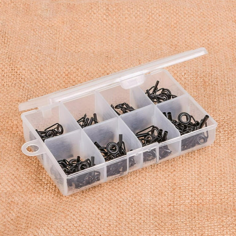 Fishing Rod Guides and Tips, 80pcs Spinning Rod Guide Stainless Ceramic Ring Repair Top Tips Guides Replacement DIY Fishing Pole Rod Tip Repair Kit