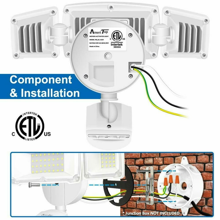 Waterproof LED Motion Sensor Light, 3500-Lumen Ultra Bright Triple Head Garden Yard Outdoor Motion Security Lamp. Waterproof LED Motion Sensor Light, 3500-Lumen Ultra Bright Triple Head Garden Yard Outdoor Motion Security Lamp.