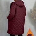 thumbnail image 5 of MexChoioe Womens Mid Length Puffer Outerwear Hood Full Zip Long Sleeve Elastic Cuff Quilted Plus Size Winter Coat for Womens, 5 of 7