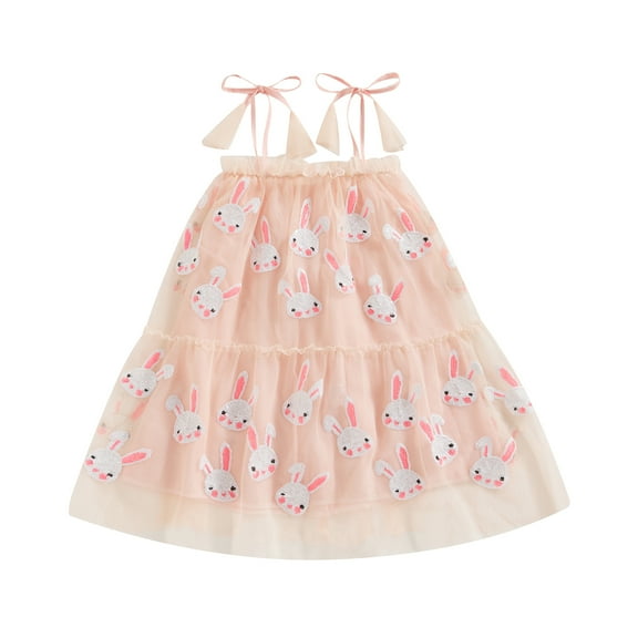 Bagilaanoe Little Girl Easter Dress Toddler Sleeveless A-line Strap Dresses 2T 3T 4T 5T 6T 7T Kids Casual Swing Sundress
