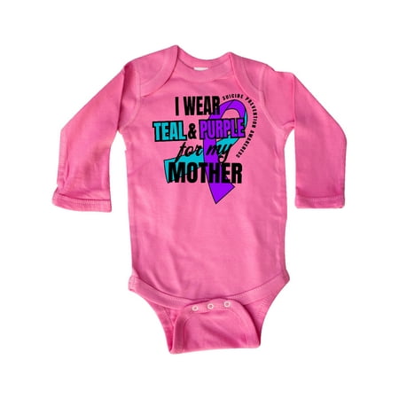 

Inktastic Suicide Prevention I Wear Teal and Purple for My Mother Gift Baby Boy or Baby Girl Long Sleeve Bodysuit