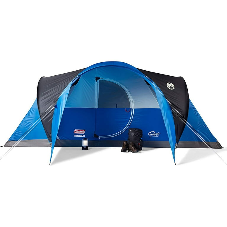 Coleman Montana Spacious 8 Person Cabin Camping Tent w Hinged Door Blue