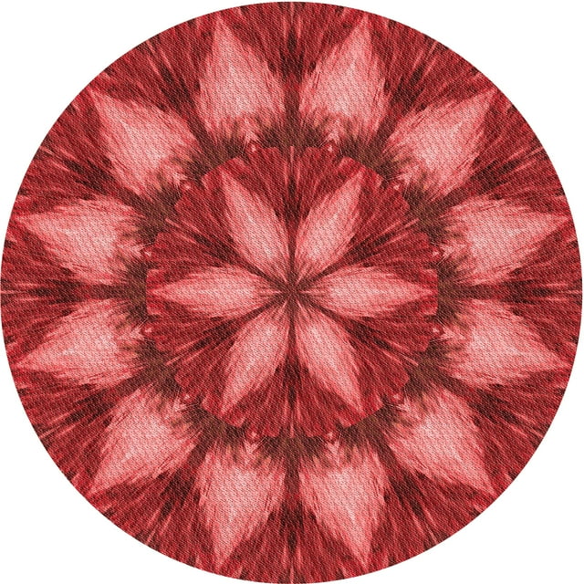 Ahgly Company Tapis d'Intérieur Ronds Transitionnels Rouges Lavables à la Machine, 8 Pieds Rond