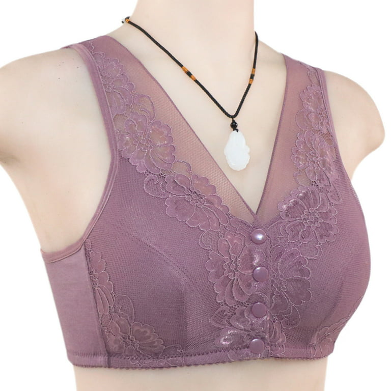 Back Smoothing Bras for Women Front Button Shapin Shoulder Strap Purple 40