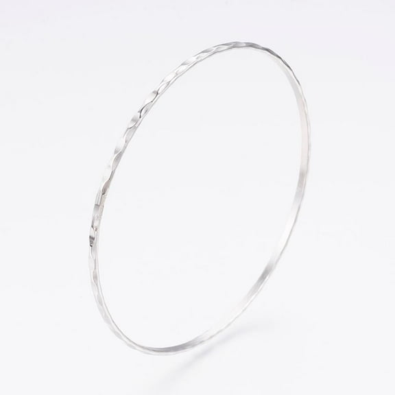 6 pc Tarnish Resistant 304L Stainless Steel Buddhist Bangles Ripple Stainless Steel Color 2-5/8 inch(6.8cm) 2.5mm