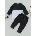 thumbnail image 4 of Bagilaanoe 2Pcs Toddler Baby Boy Long Pants Set Contrast Color Long Sleeve Sweatshirt Pullover Tops + Drawstring Sweatpants 6M 12M 18M 24M 3T Kids Casual Sweatsuits, 4 of 8