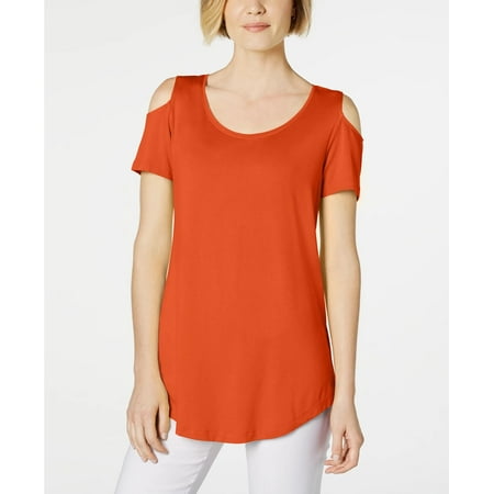 JM Women's Collection Cold-Shoulder Swing T-Shirt Orange Size XX Large
