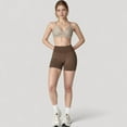 thumbnail image 6 of Women's Ribbed Seamless Biker Shorts with Stretch Fabric and Smooth Fit - Large, Brown, 6 of 7