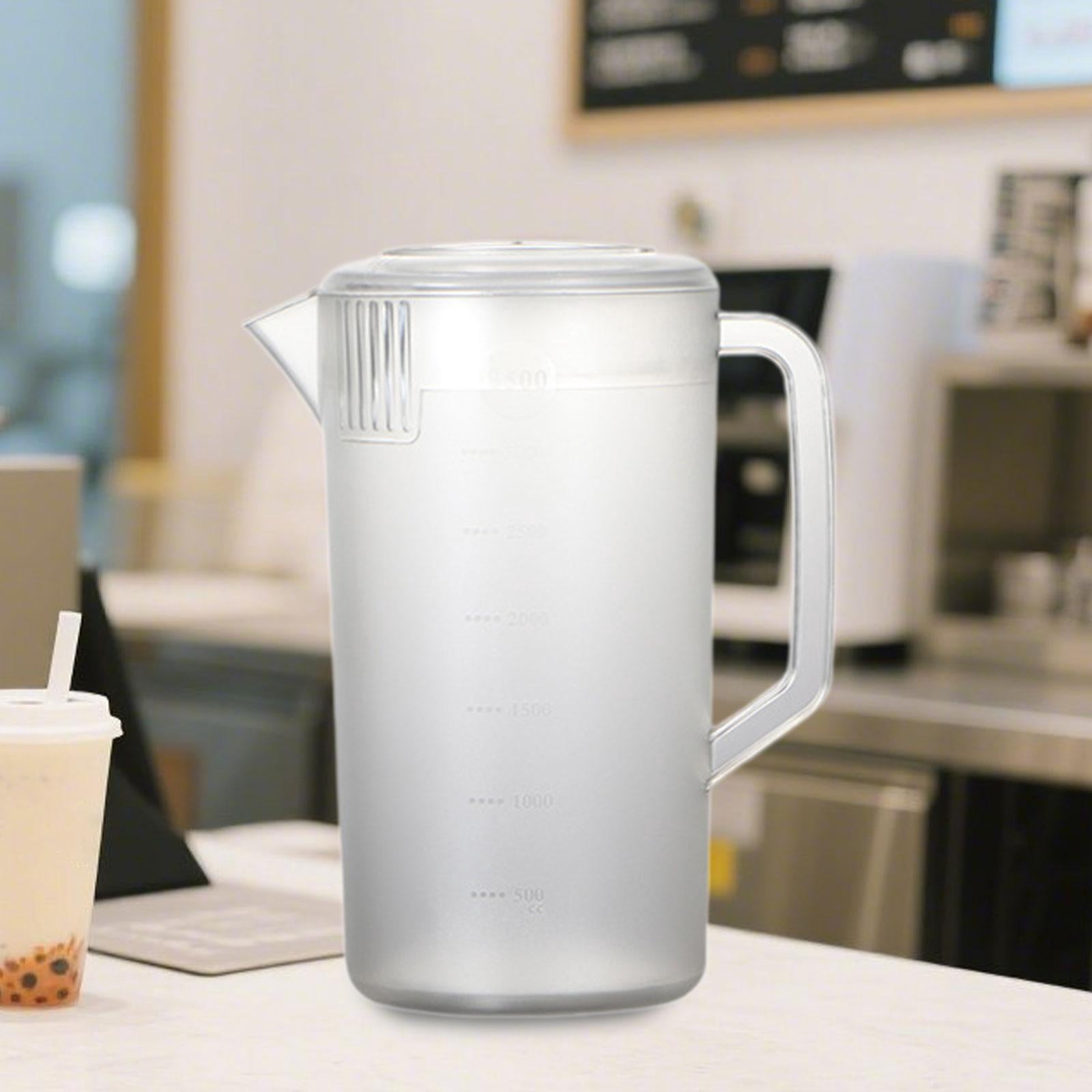 Fiocias Pitcher with scale, portable water pitcher, beverage pot, kettle for restaurant, 3500ml Clear