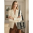 thumbnail image 2 of Women's Checkered Crossbody Bag, Canvas Work Tote Bag - Checkered Women's Bag, Black and White Top-handle Bag with Shoulder Strap, 2 of 7