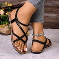 thumbnail image 5 of Viluyesy Flat Sandals for Womens, Casual Clip Toe Weave Strappy Comfort Summer Vacation Shoes Black US6.5, 5 of 9