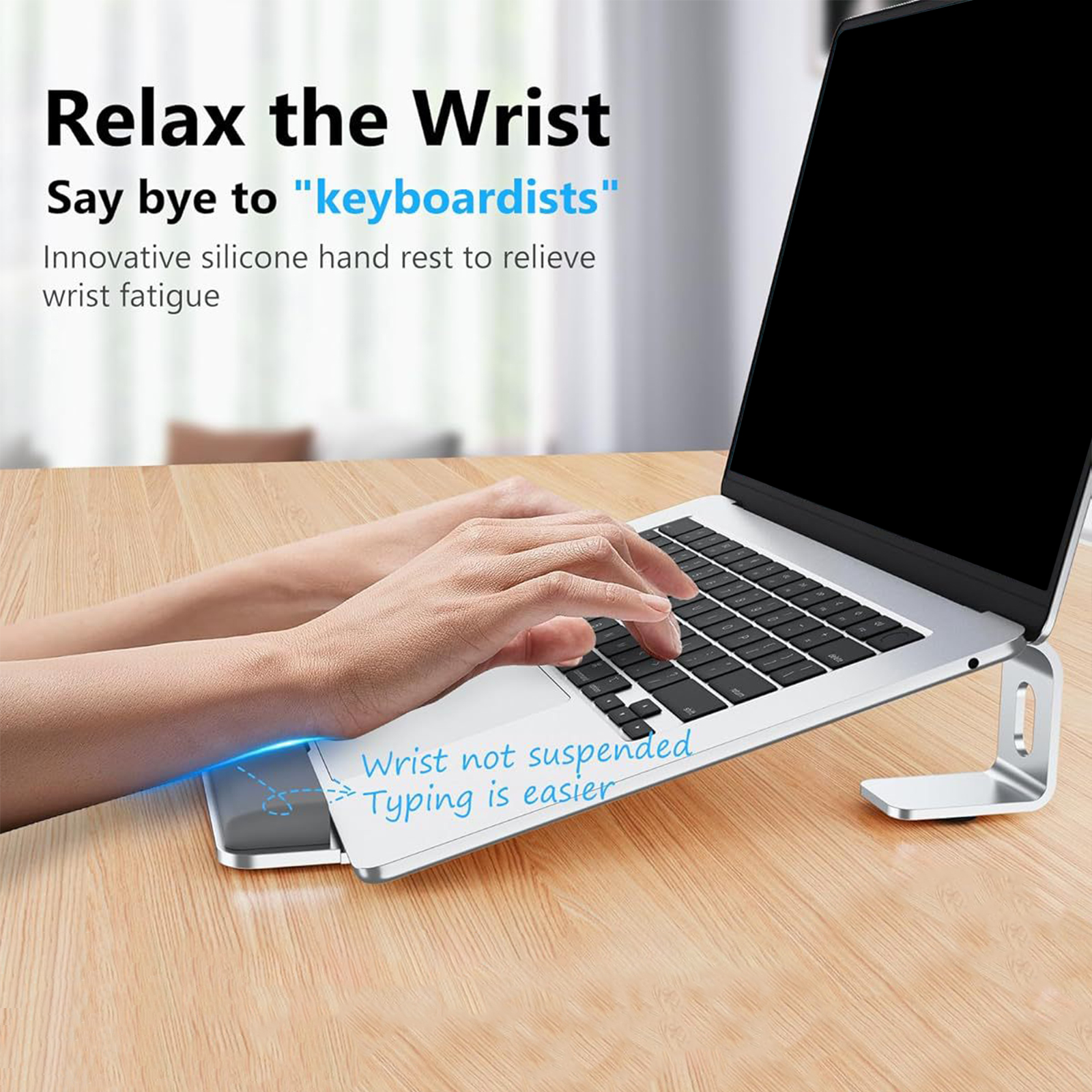 Laptop Stand for Desk Aluminum Computer Risers with Wrist Rest Pad Laptop Mount Heavy Stable Laptops Holder for Notebooks